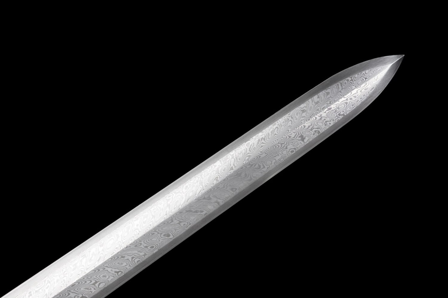 Hanwu Emperor Jian – Hand Forged Folded Pattern Steel Chinese Han Sword with Eight-Facet Blade and Black-Gold Fittings