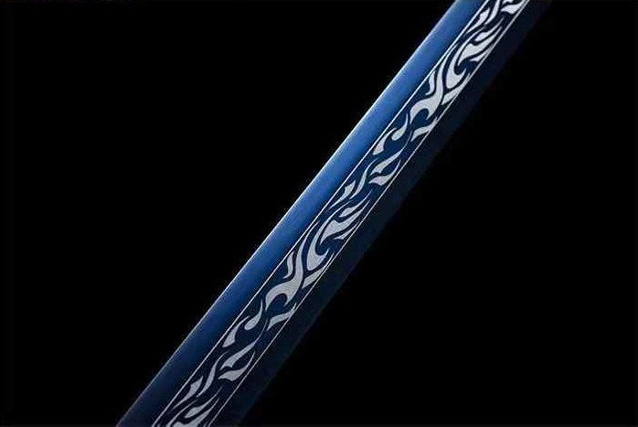 Four Symbols Han Jian | High Carbon Steel Chinese Sword with Blue-Etched Blade & PU Leather Scabbard