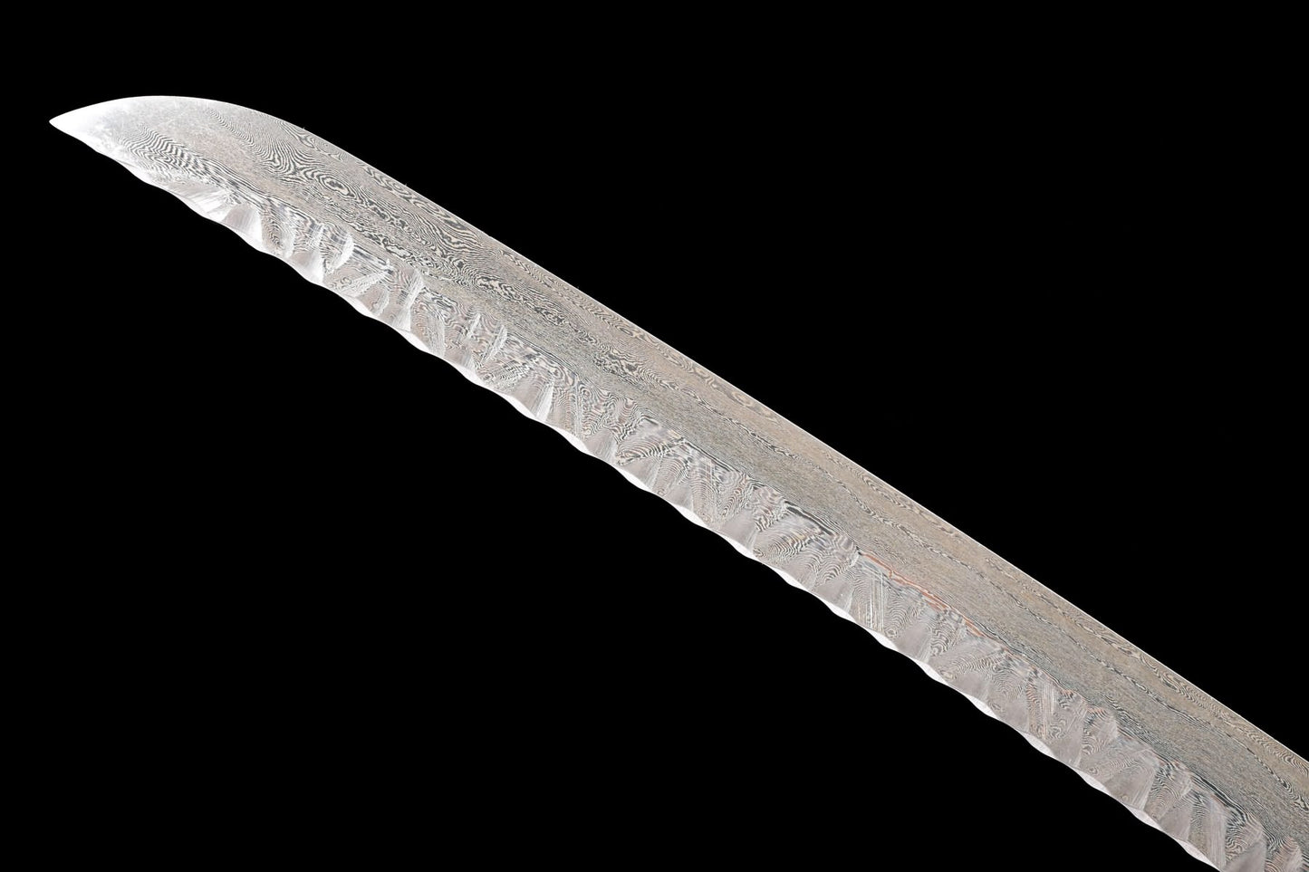 1060 Damascus katana blade with decorative hand-filed spine