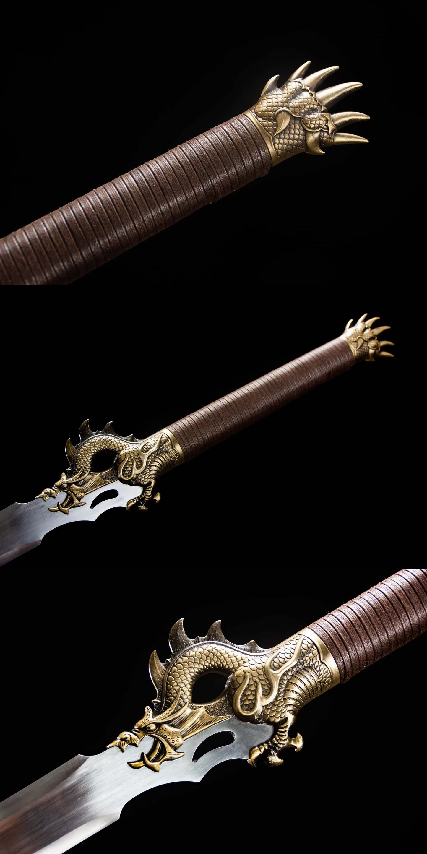 Loong Jian Swords Real,High Carbon Steel Blade,Alloy Fittings,Rosewood Scabbard