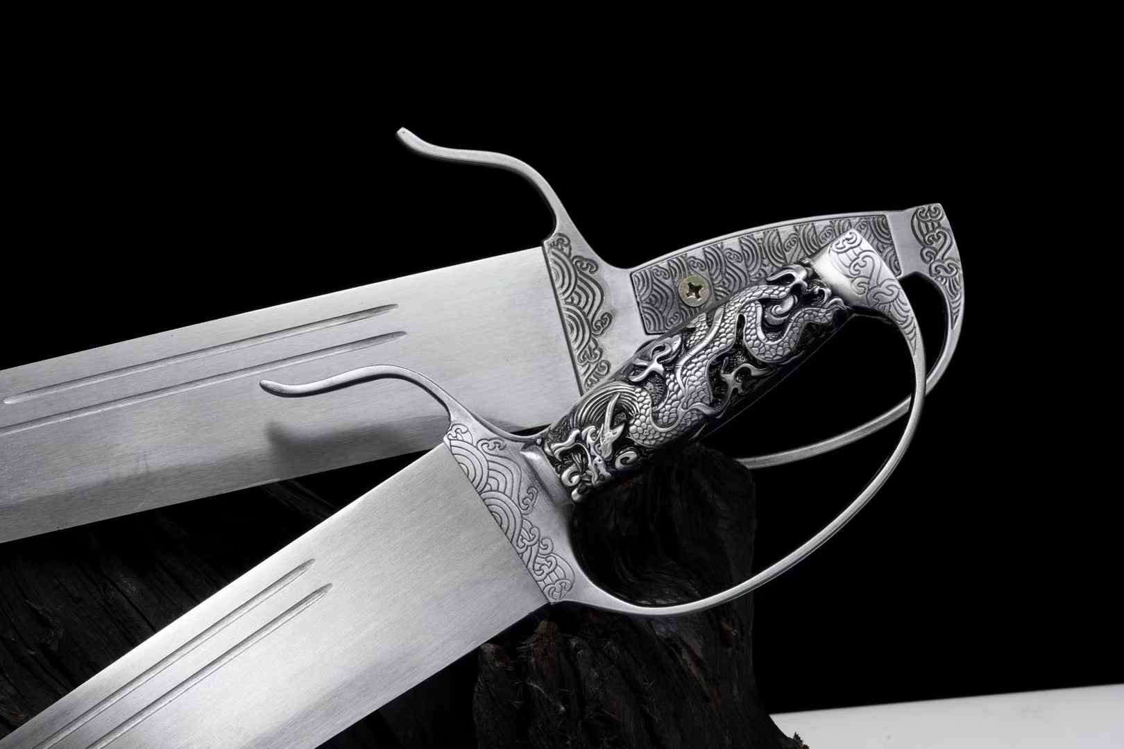 Wing Chun Butterfly Swords Set – Twin Chinese Knives with Shared Leather Scabbard