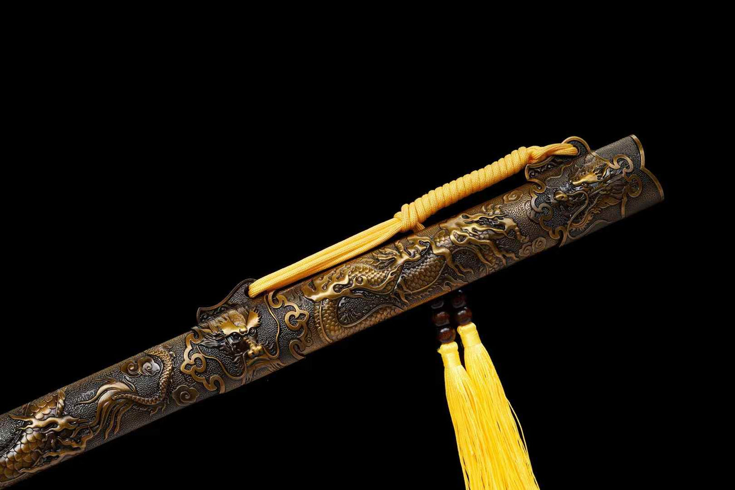 Yaolong Jian | Hand-Forged High Manganese Steel Chinese Sword with Alloy Dragon Relief Fittings & Scabbard