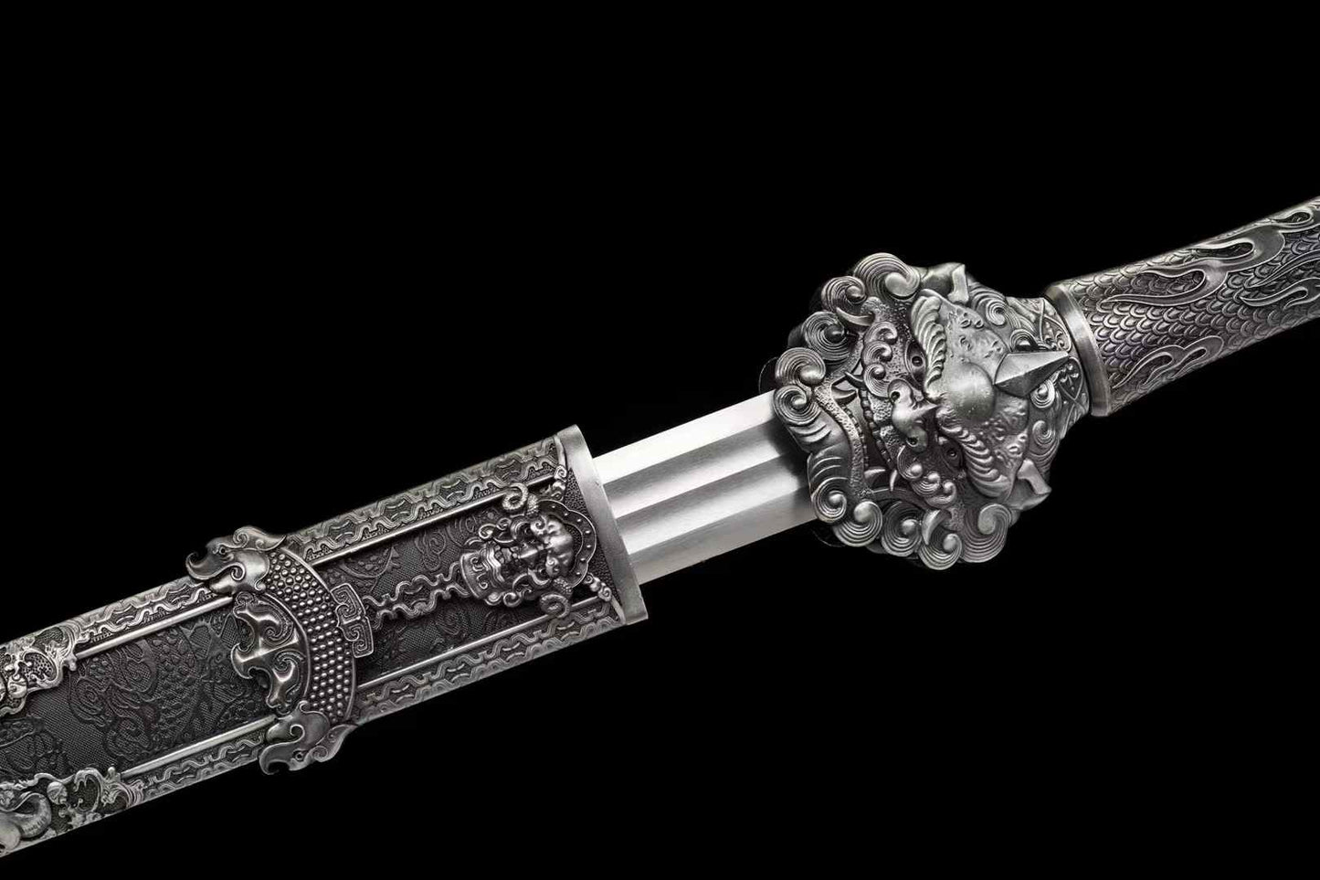 Fulong Jian | Hand-Forged High Manganese Steel Chinese Sword with Cord-Wrapped Handle & PU Leather Scabbard