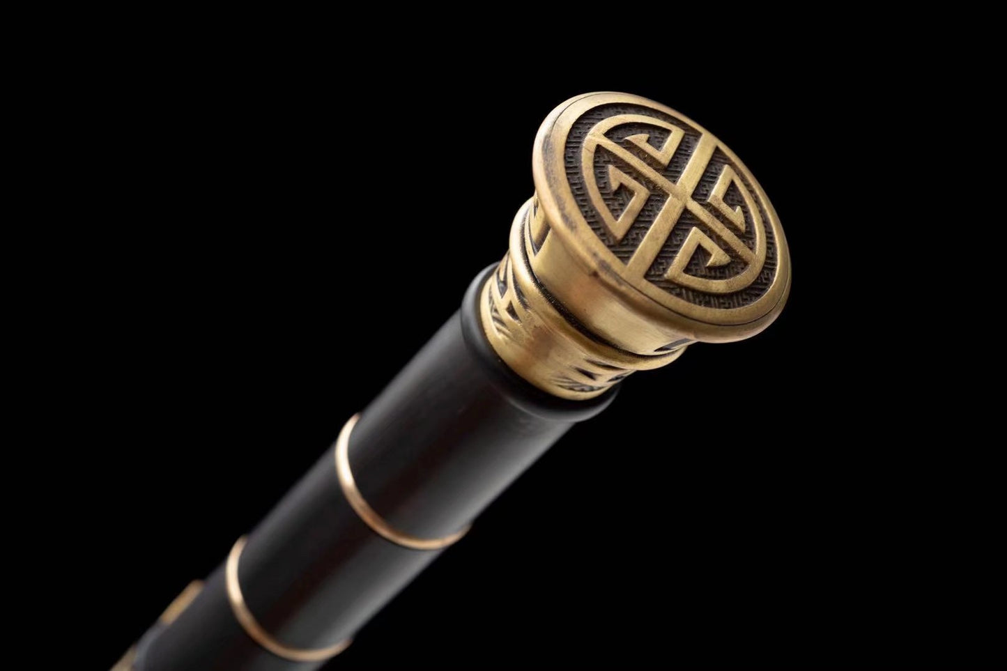 Qin King Jian | Hand-Forged Pattern Steel Chinese Sword with Brass Fittings & Ebony Scabbard