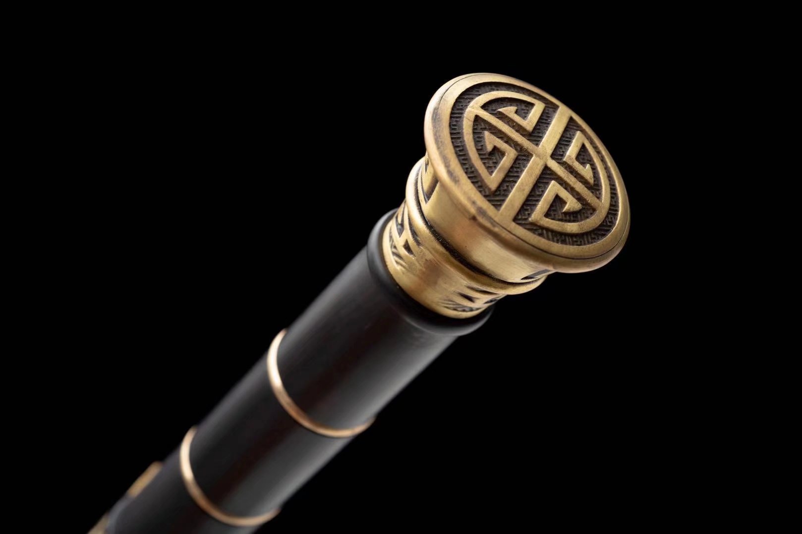 Qin King Jian | Hand-Forged Pattern Steel Chinese Sword with Brass Fittings & Ebony Scabbard