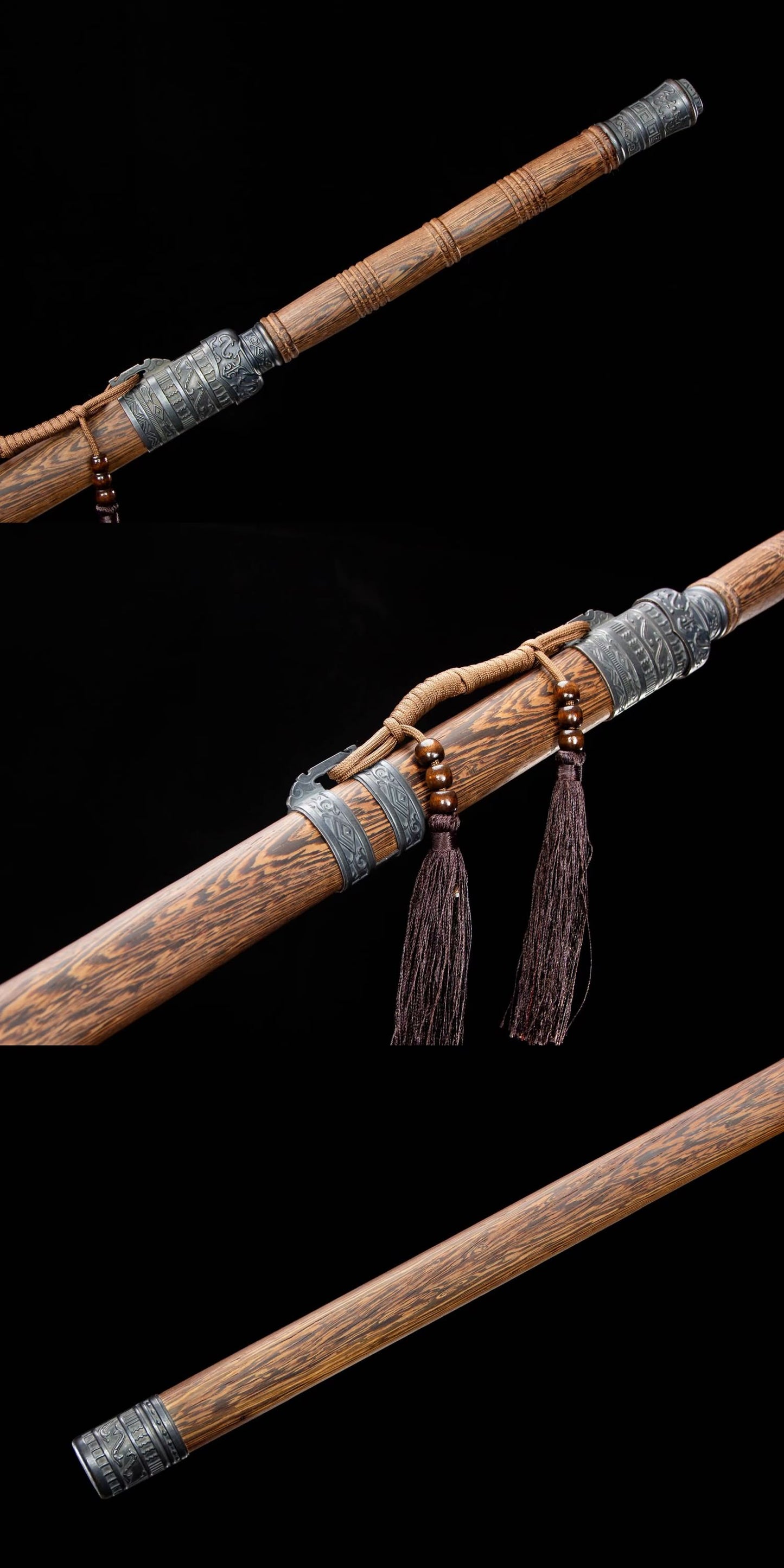 Traditional Chinese Two-Handed Sword with High Carbon Steel Blade-Rosewood Scabbard-Full Tang