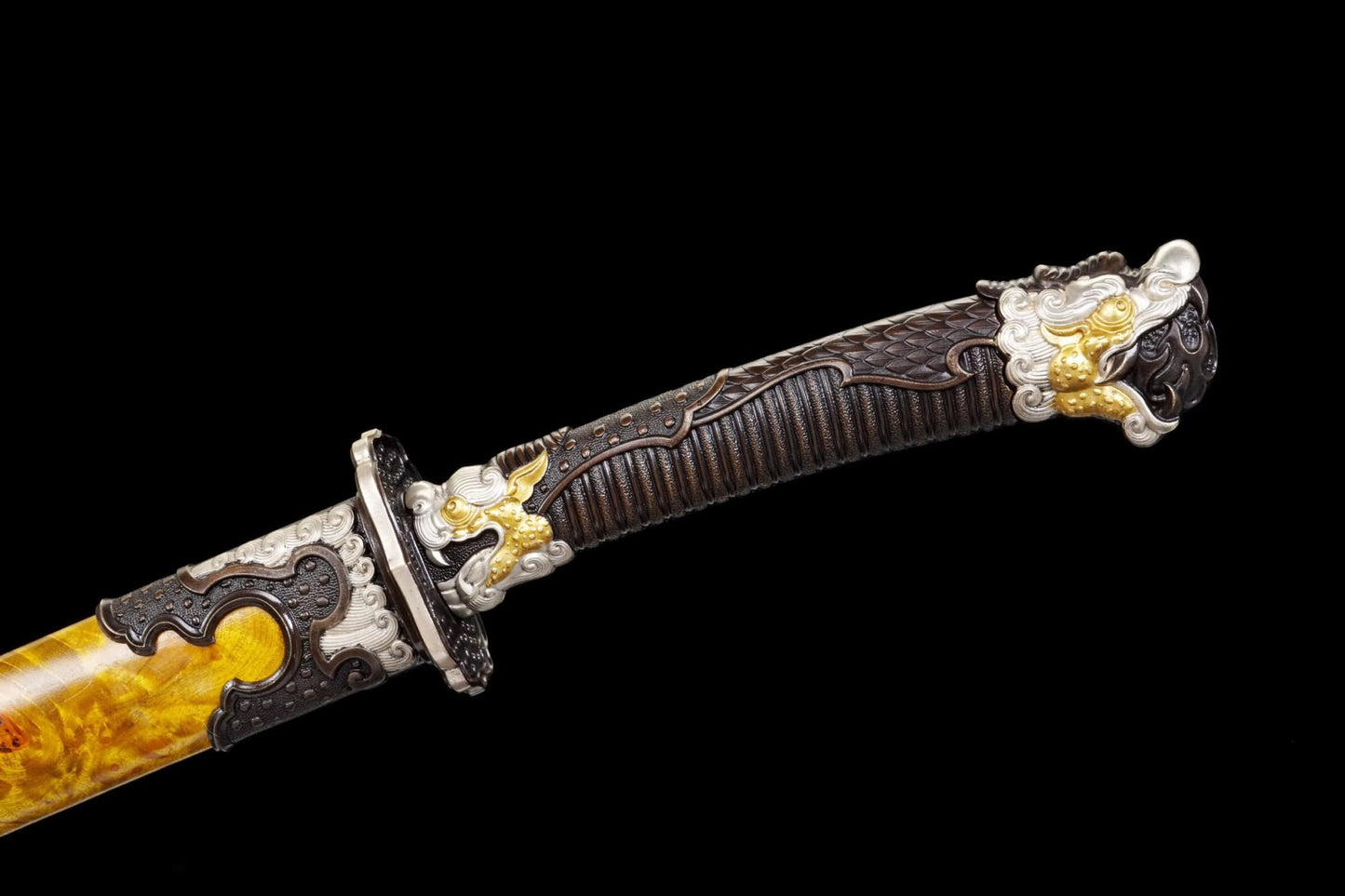 Red Dragon Qing Dao | Hand-Forged Multi-Layer Composite Steel Chinese Saber with Brass Fittings & Camphor Wood Scabbard