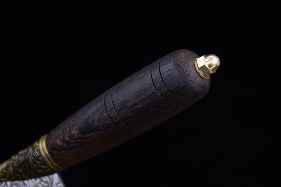 Handmade Chinese Cleaver Knife | 7Cr17Mov Stainless Steel Blade with Floral Engraving & Rosewood Handle