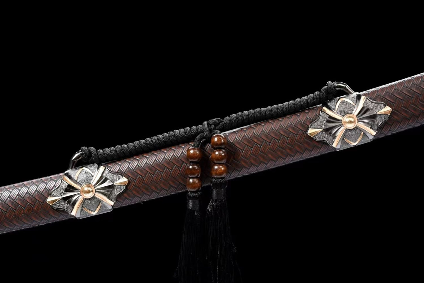 High Carbon Steel Chinese Tang Sword, Handcrafted Traditional Blade, Faux Leather-Wrapped Scabbard