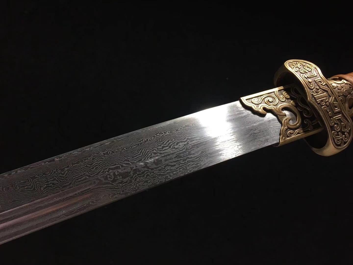 Chineae Swords Real,Black Gold Ancient dao,Hand Forged Damscus Blade,Brass Fittings