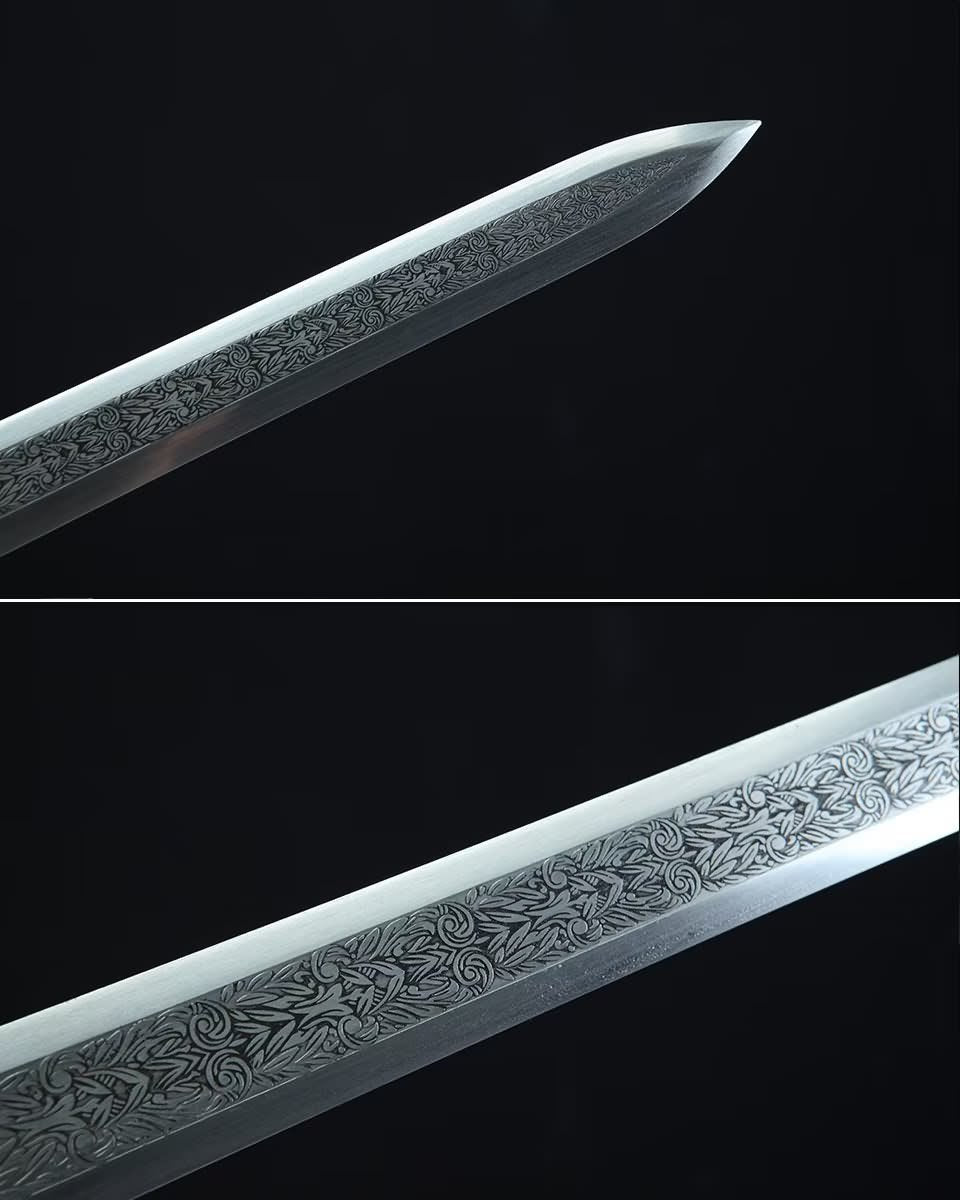 Traditional Han Sword-Hand-Forged Carbon Steel Blade with Dragon Totem Fittings