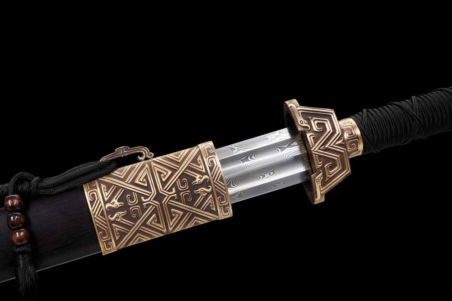 New Yue King Jian – Twisted Pattern Steel Chinese Sword with Copper Fittings