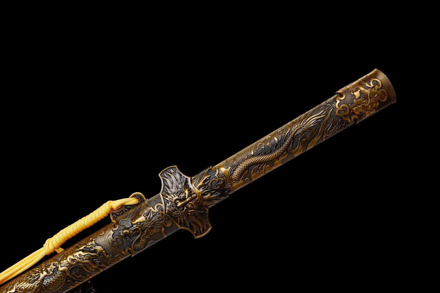 Yaolong Jian | Hand-Forged High Manganese Steel Chinese Sword with Alloy Dragon Relief Fittings & Scabbard