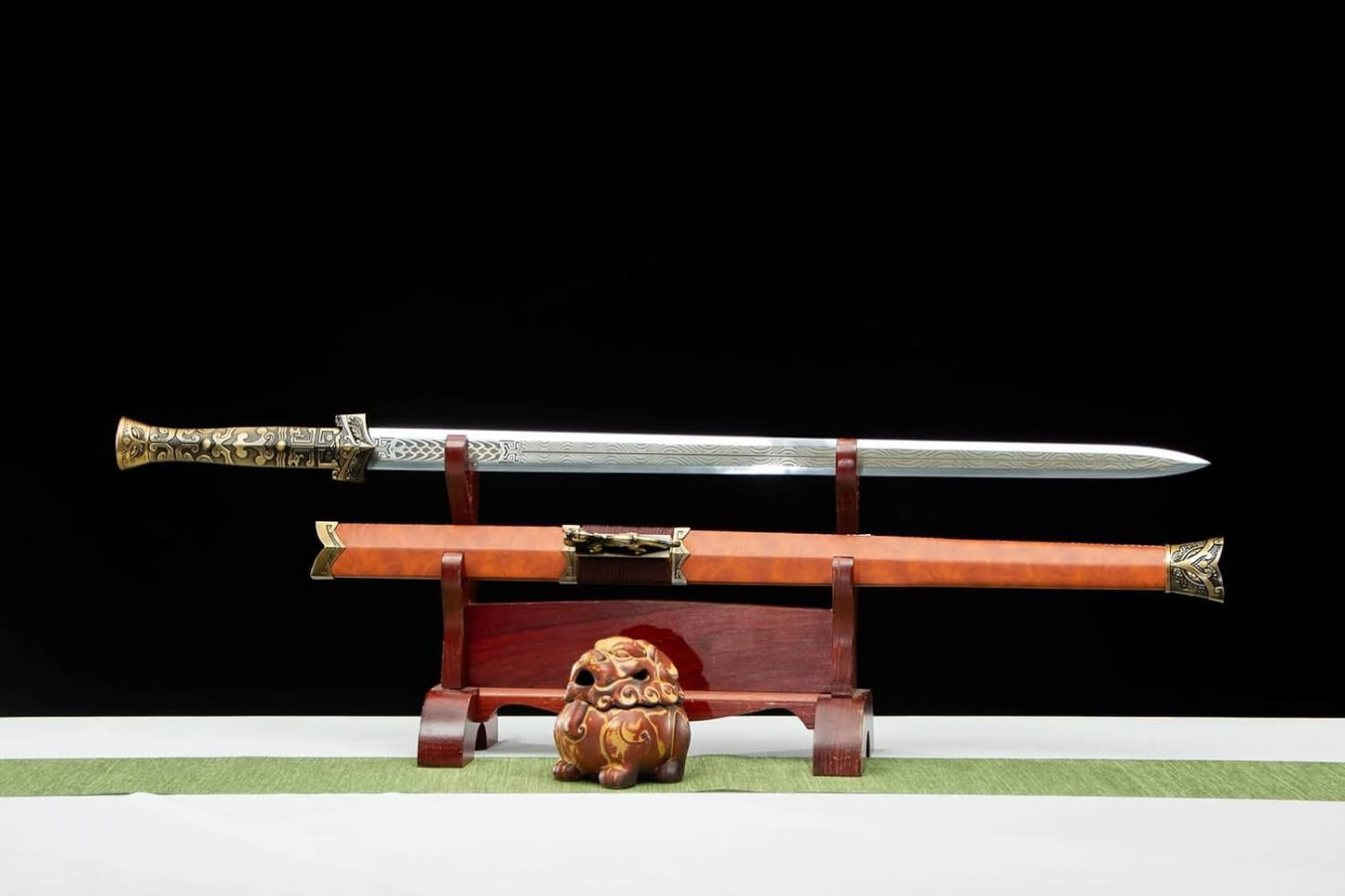 Authentic Han Jian Sword with High Carbon Steel Etched Blade