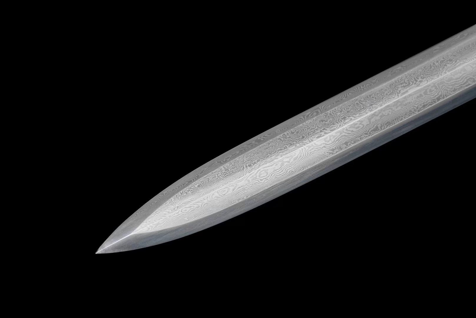 Yongle Jian | Hand-Forged Eight-Facet Pattern Steel Chinese Sword with Ebony Scabbard & Antique Alloy Fittings