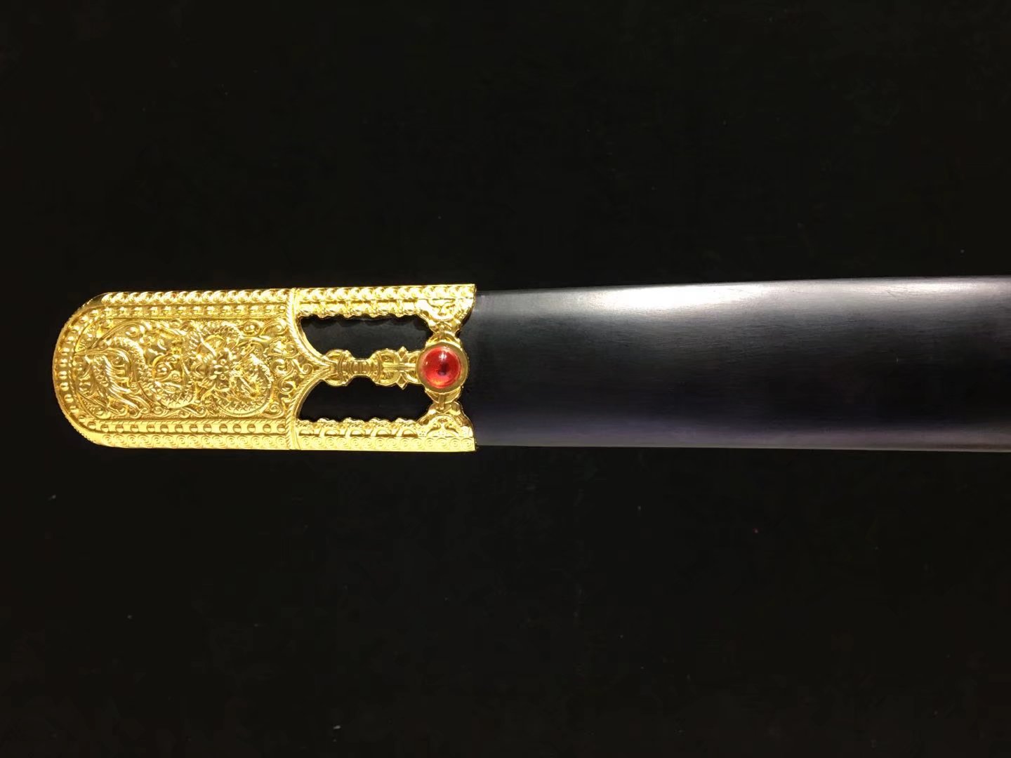 Yongle Jian | Hand-Forged Eight-Facet Pattern Steel Chinese Sword with Ebony Scabbard & Antique Alloy Fittings