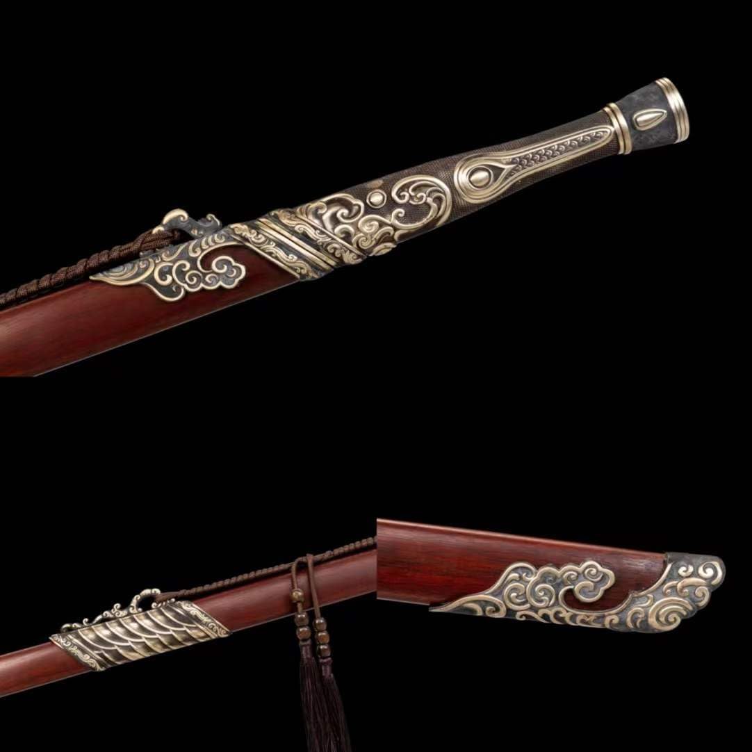 Qingyi Jian | Sanmai 1095-Core Chinese Jian, Folded Pattern Steel & Copper Fittings