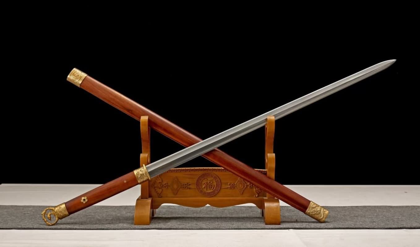 LOONGSWORD,Han jian Swords Real Damascus Steel Sword Brass Fittings