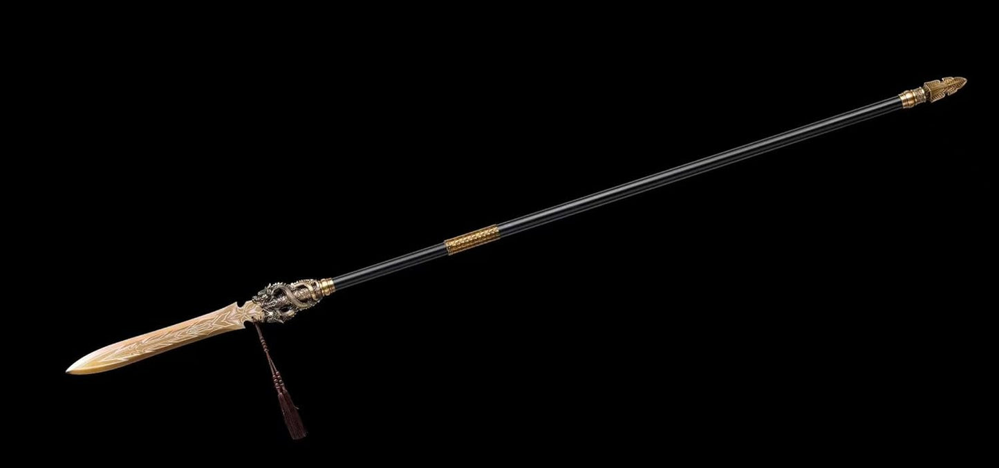 195cm Double-Dragon Spear – Hand-Forged Steel