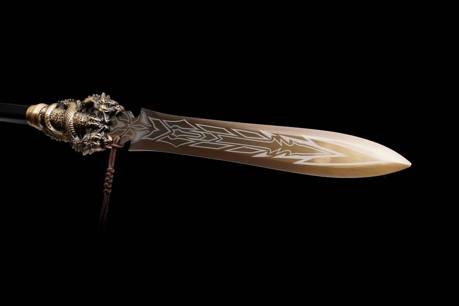 195cm Double-Dragon Spear – Hand-Forged Steel