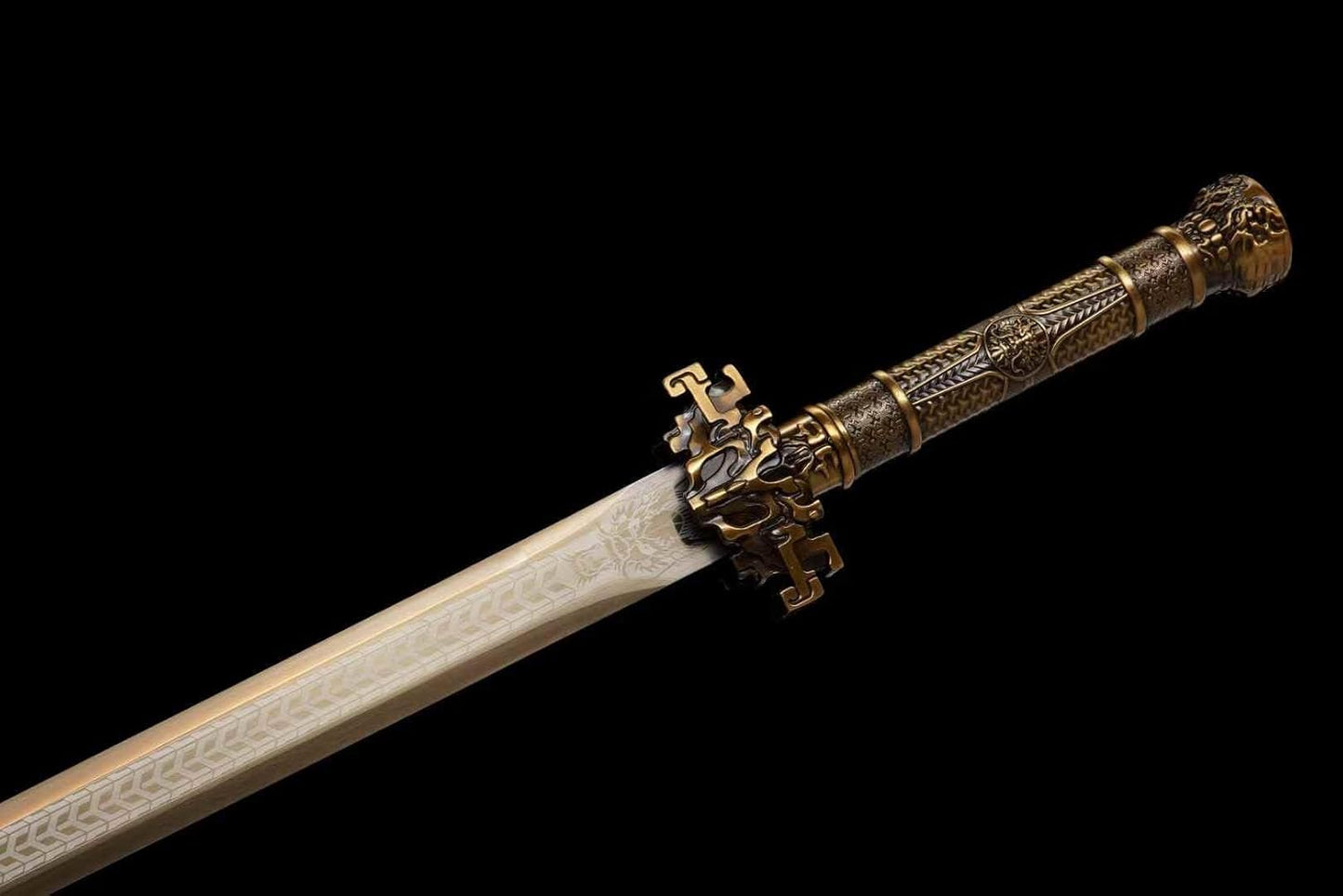 Han Jian Sword | Hand-Forged High Manganese Steel Chinese Jian with Bronze Alloy Fittings & Rosewood Scabbard