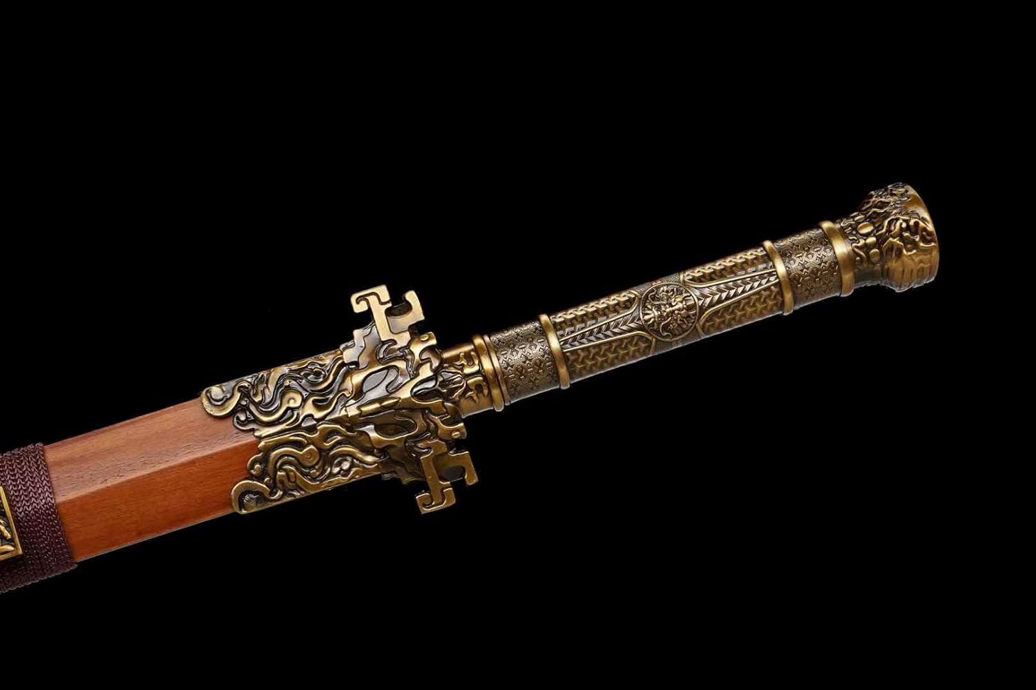 Han Jian Sword | Hand-Forged High Manganese Steel Chinese Jian with Bronze Alloy Fittings & Rosewood Scabbard