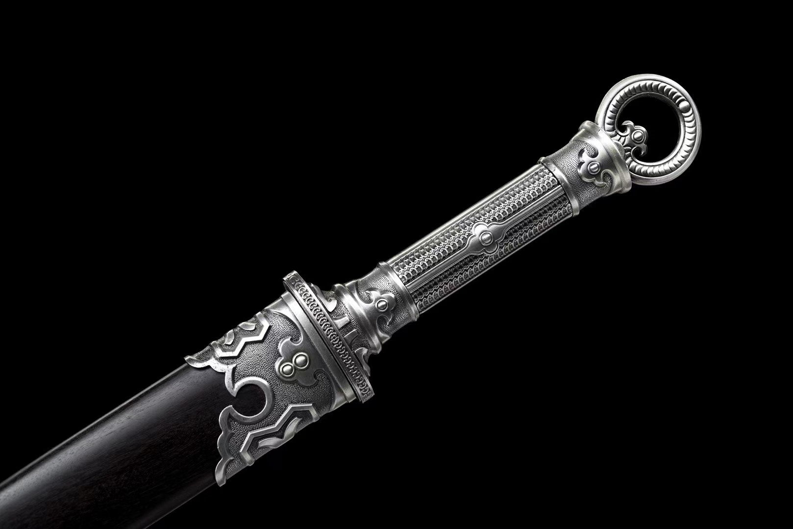 Song Dynasty Ring-Pommel Dao | Hand-Forged High Manganese Steel Chinese Saber with Rosewood Scabbard