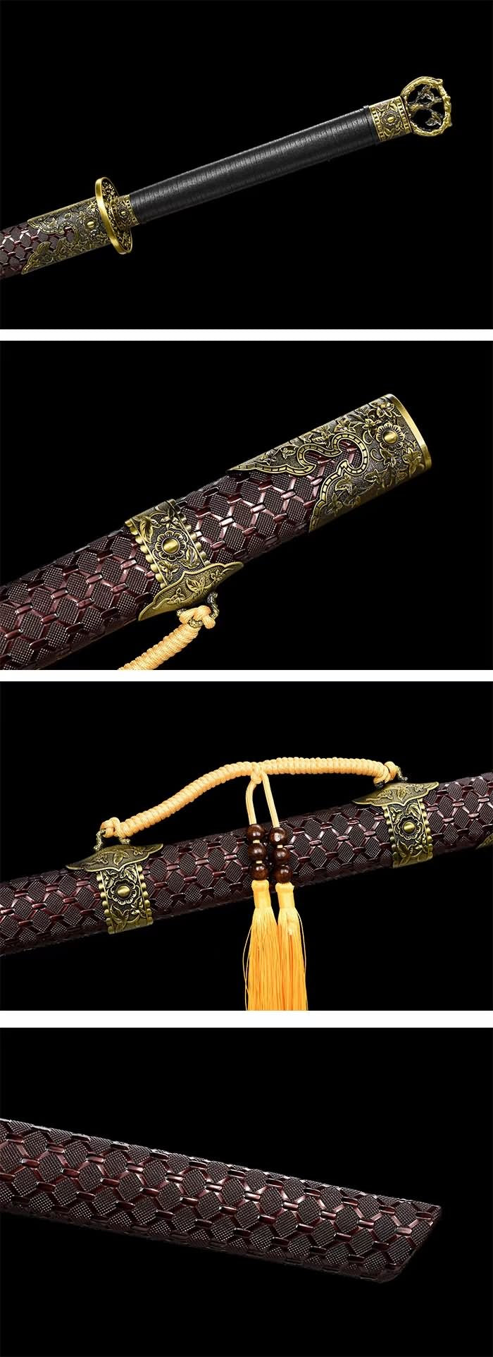Chinese Tang Hengdao Sword-Forged Spring Steel Blade, Rosewood Scabbard