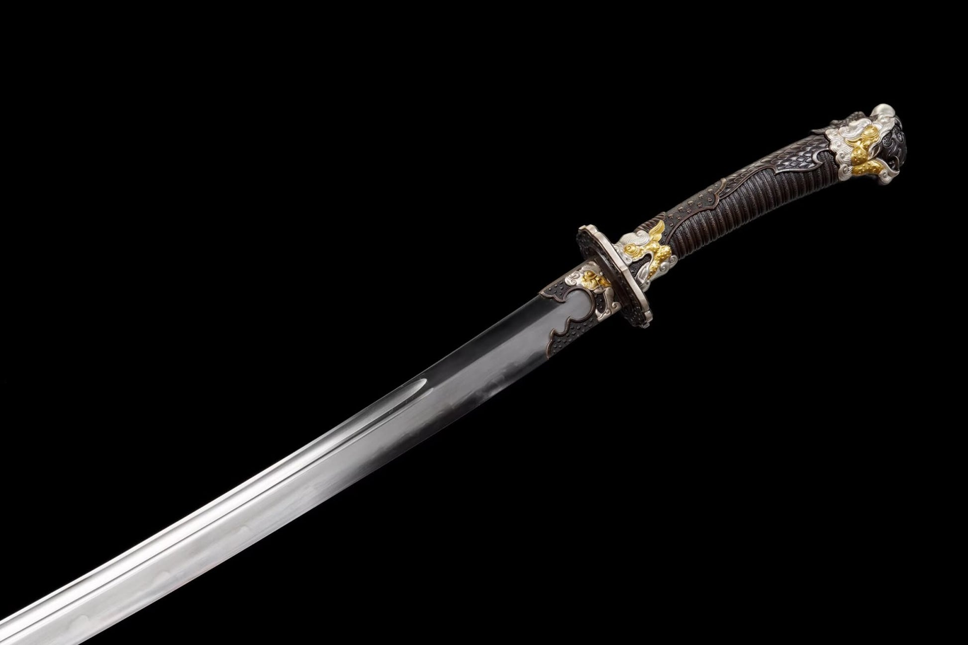 Red Dragon Qing Dao | Hand-Forged Multi-Layer Composite Steel Chinese Saber with Brass Fittings & Camphor Wood Scabbard