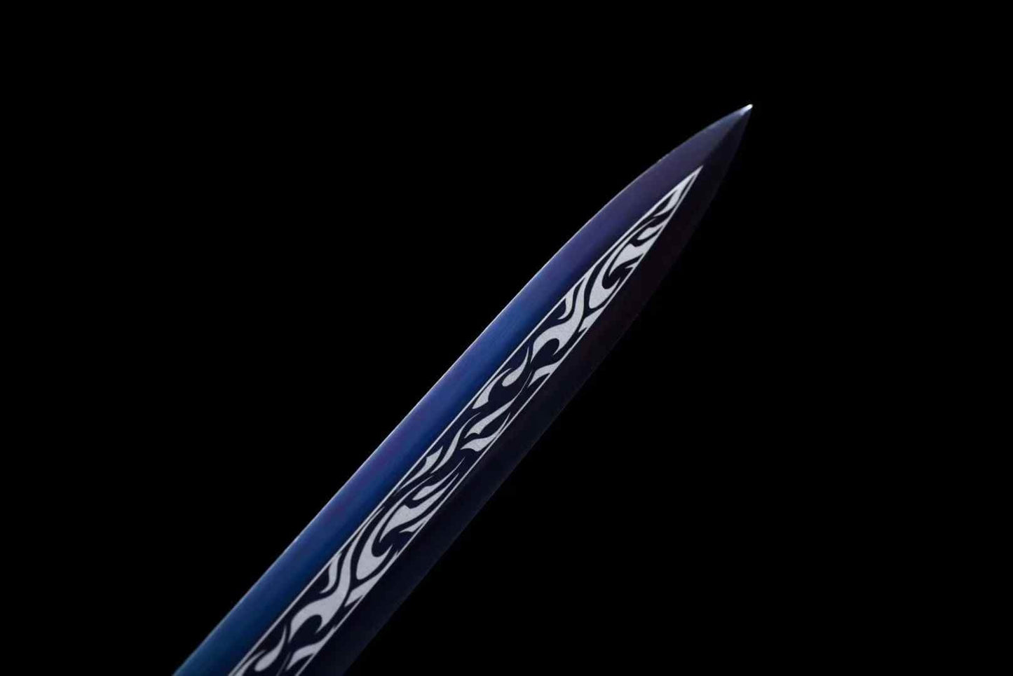 Four Symbols Han Jian | High Carbon Steel Chinese Sword with Blue-Etched Blade & PU Leather Scabbard