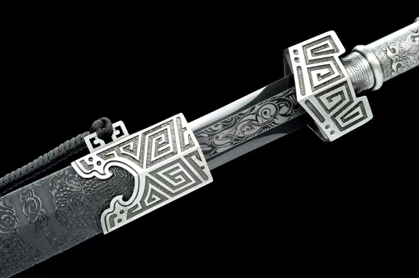 Qin Dynasty Style Sword - Traditional Forged High Carbon Steel - Faux Leather Scabbard