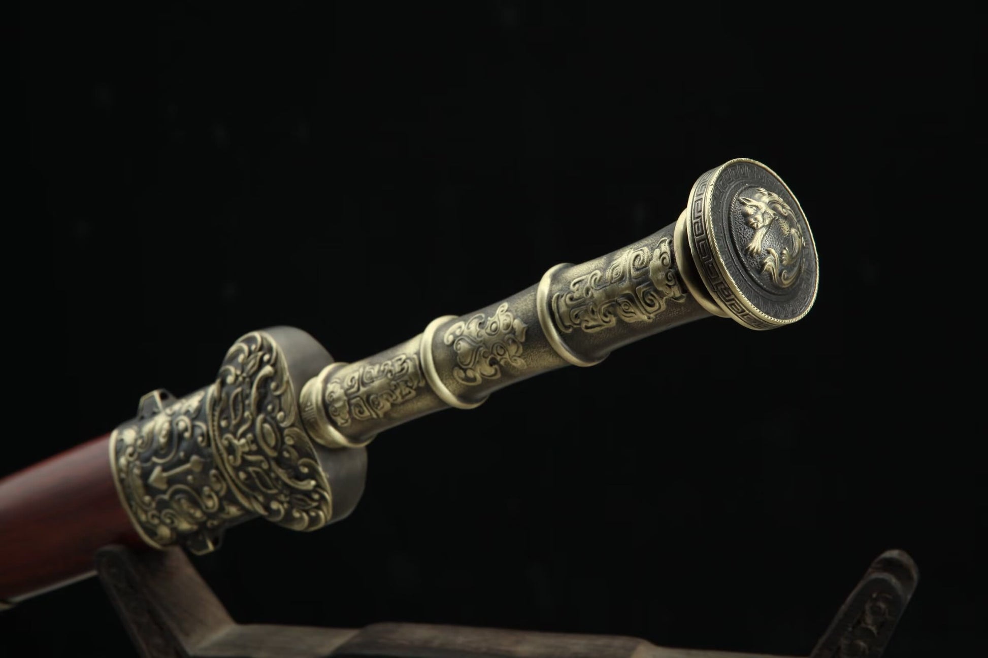 Fengyun Jian – Hand-Forged Pattern Steel Chinese Sword with Brass Fittings & Rosewood Scabbard - Chinese Sword store