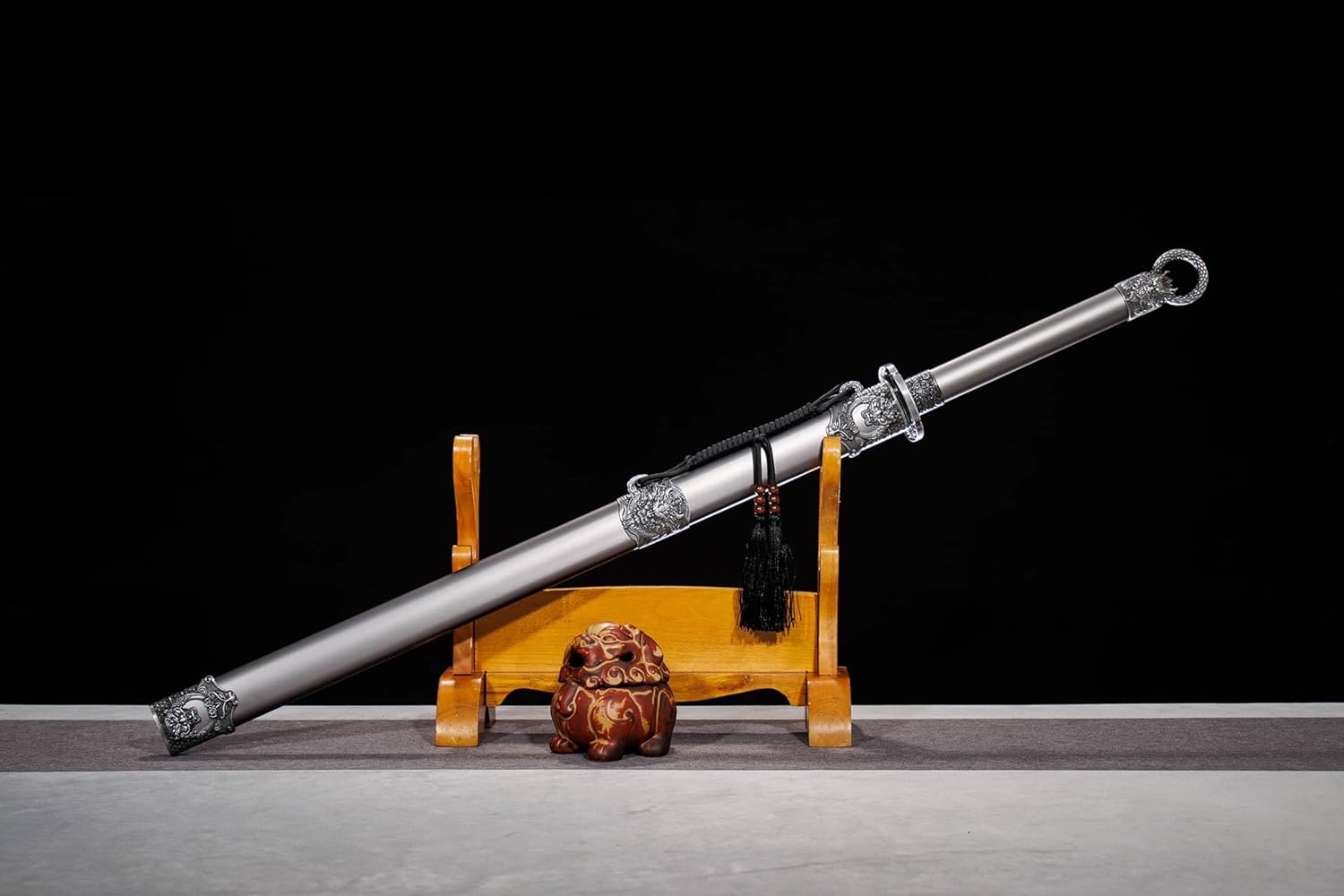 41.9″ Tang Jian Straight Sword | Longquan High-Mn Steel, Full Alloy Scabbard