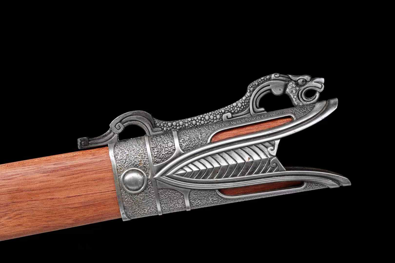 Tianji Chinese Jian 40.9″ | Folded Damascus High-Mn Steel, Rosewood Scabbard