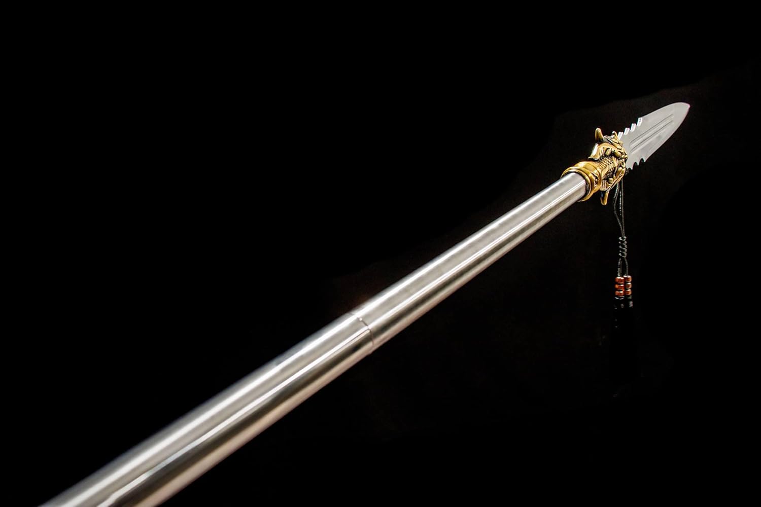 Yinglong Qiang | Hand-Forged High Manganese Steel Chinese Spear with Dragon Motif Socket & Polished Steel Shaft