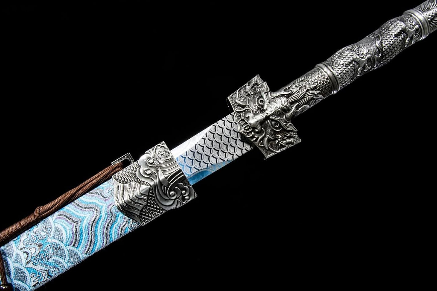 Forged Han Jian Sword–Blue-Etched High carbon Steel Blade, Wooden ...