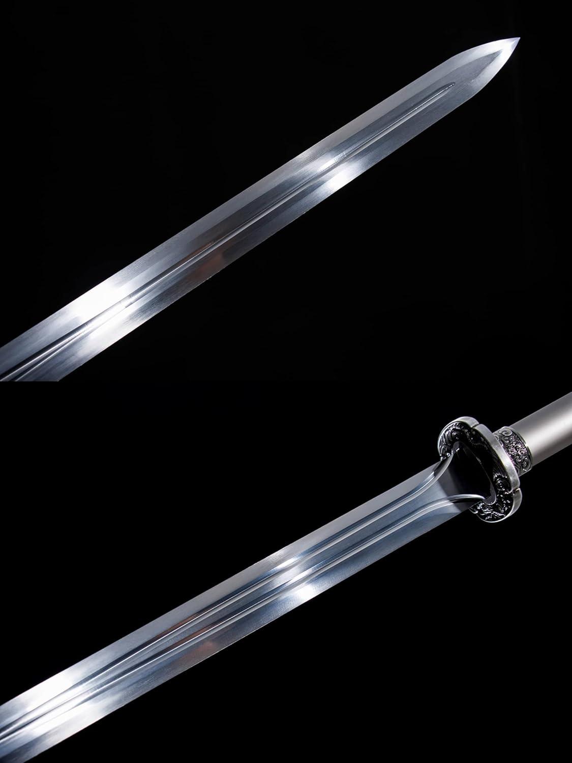 41.9″ Tang Jian Straight Sword | Longquan High-Mn Steel, Full Alloy Scabbard