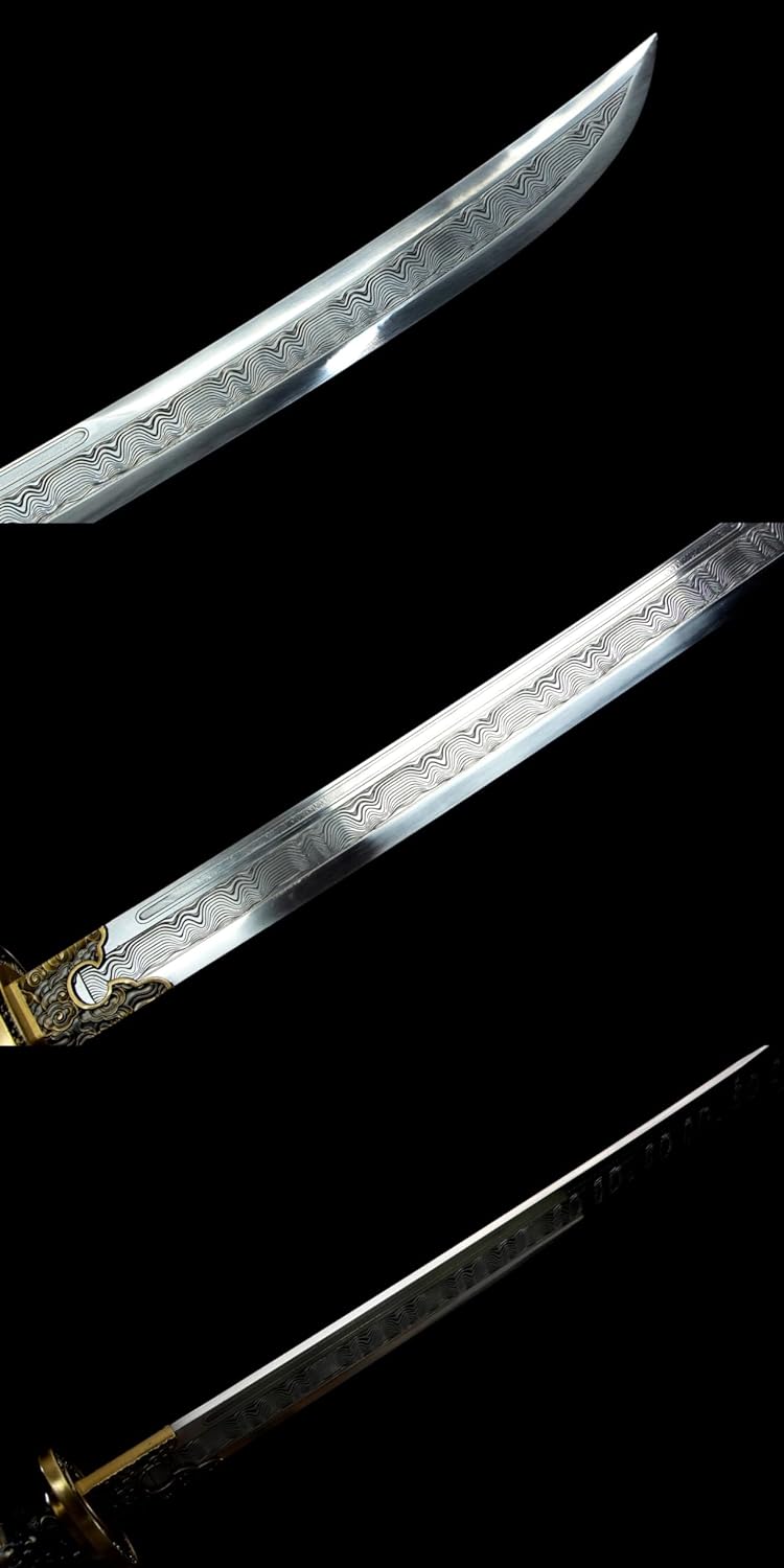 Qing dao Dynasty Army Sabre,Forged Blade with Alloy Fittings and Yellow Scabbard