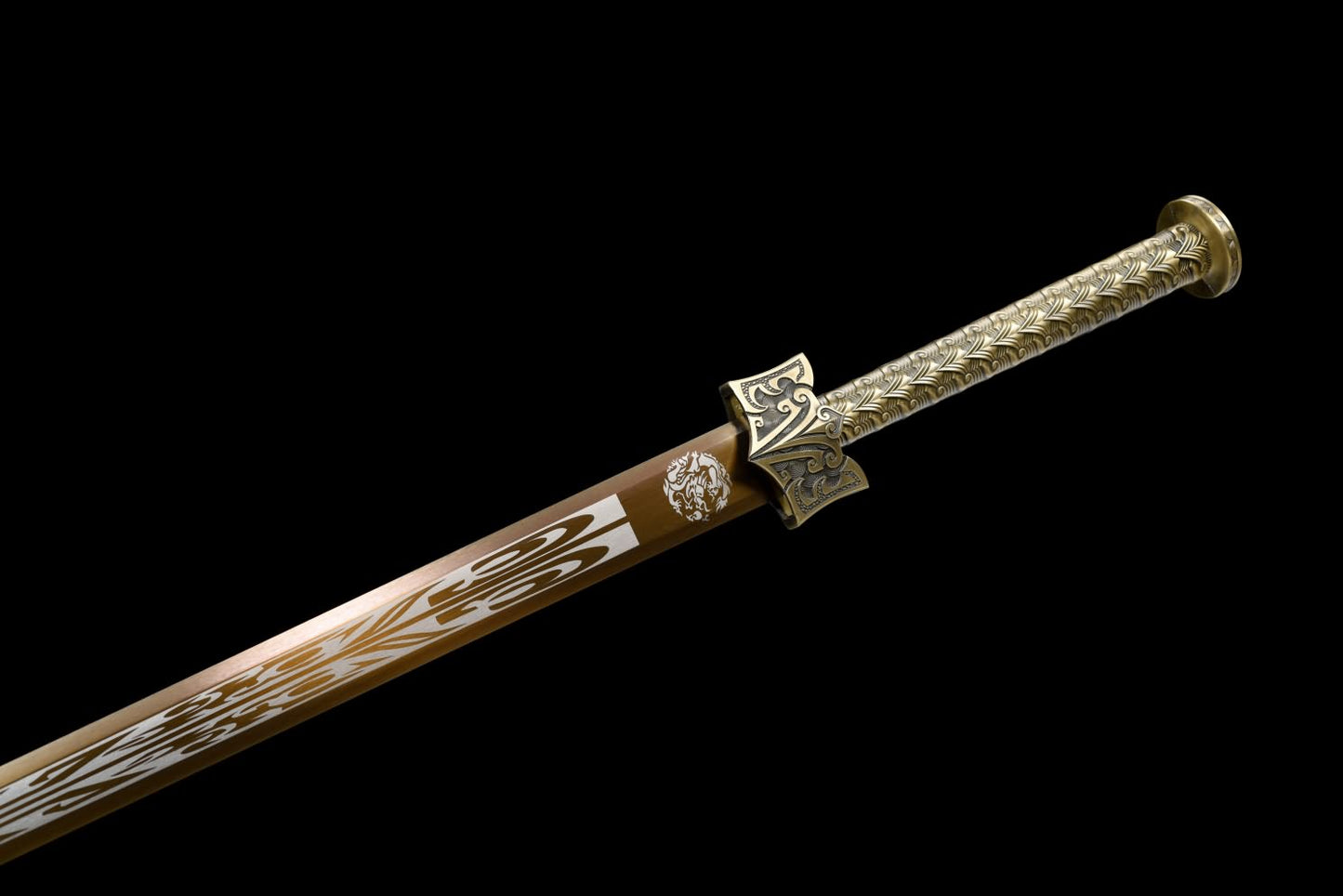 Han jian Sword Real,Hand Forged Golden Blade,Solid Wood Scabbard,Alloy Handle