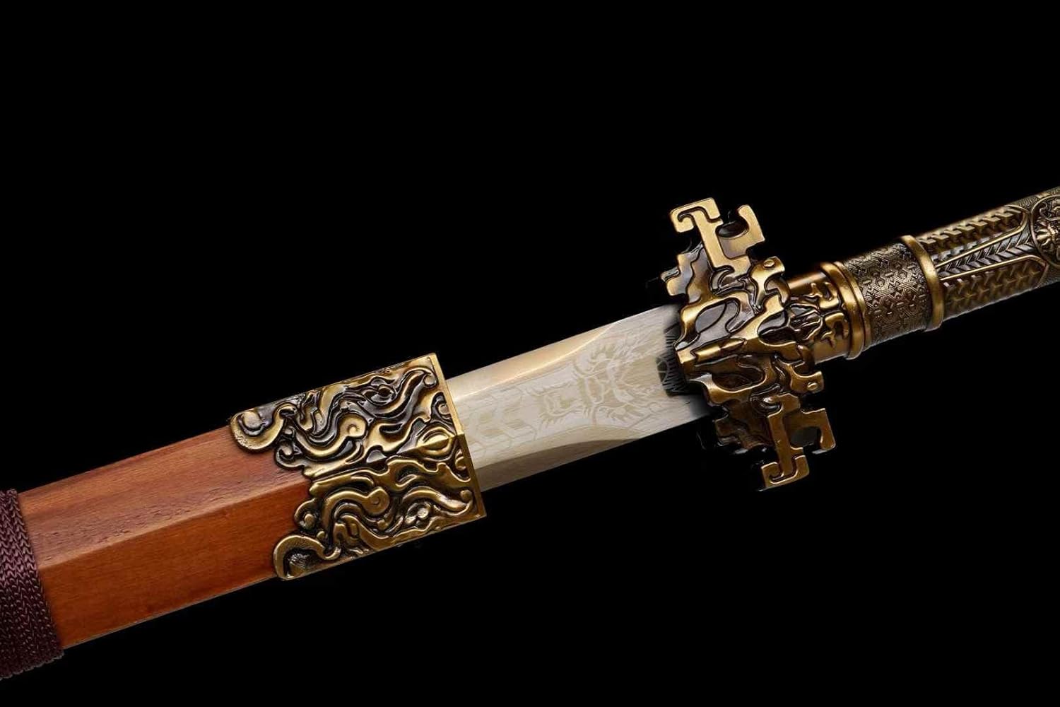 Han Jian Sword | Hand-Forged High Manganese Steel Chinese Jian with Bronze Alloy Fittings & Rosewood Scabbard