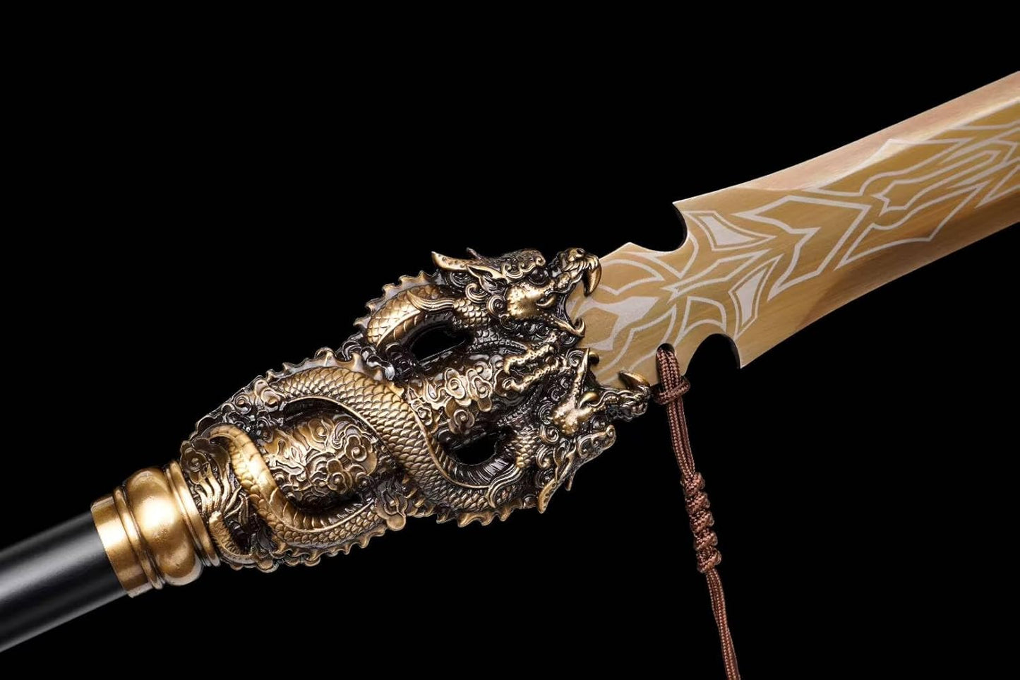 195cm Double-Dragon Spear – Hand-Forged Steel