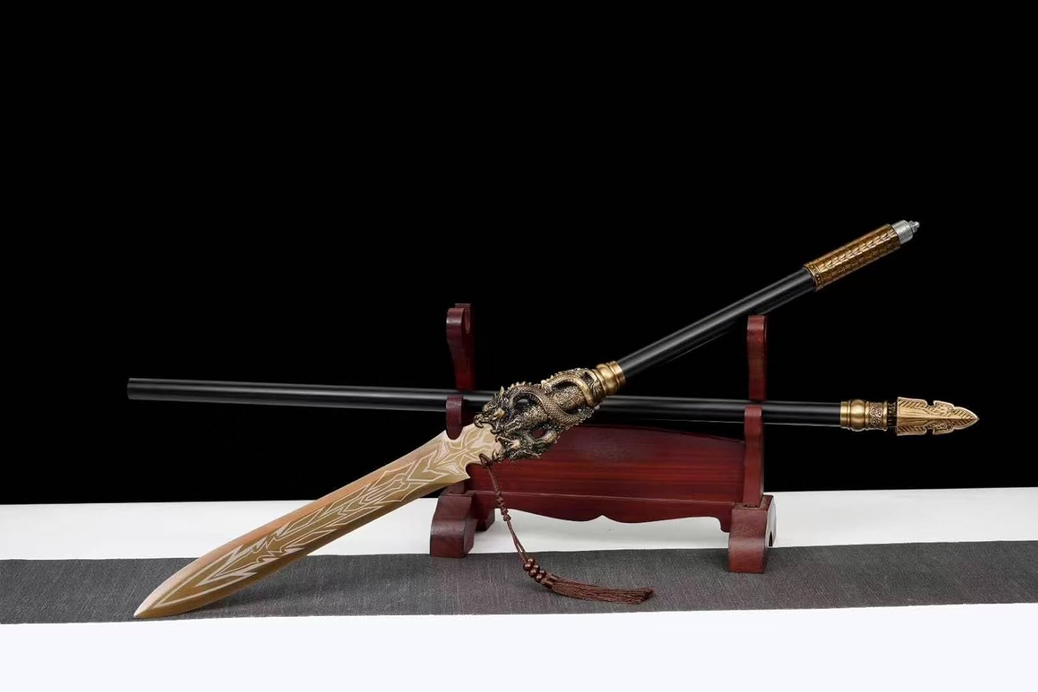 195cm Double-Dragon Spear – Hand-Forged Steel
