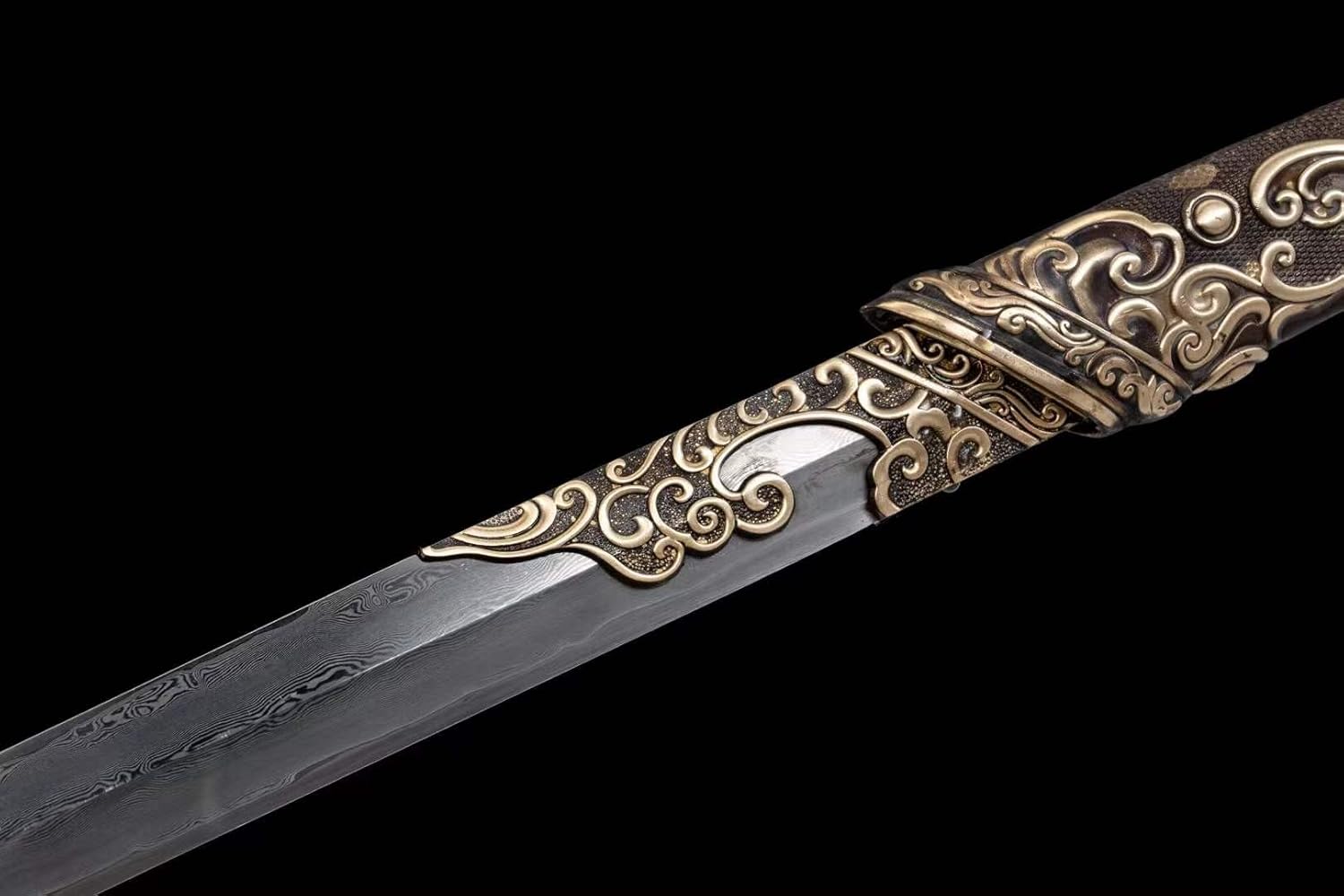 Qingyi Jian | Sanmai 1095-Core Chinese Jian, Folded Pattern Steel & Copper Fittings