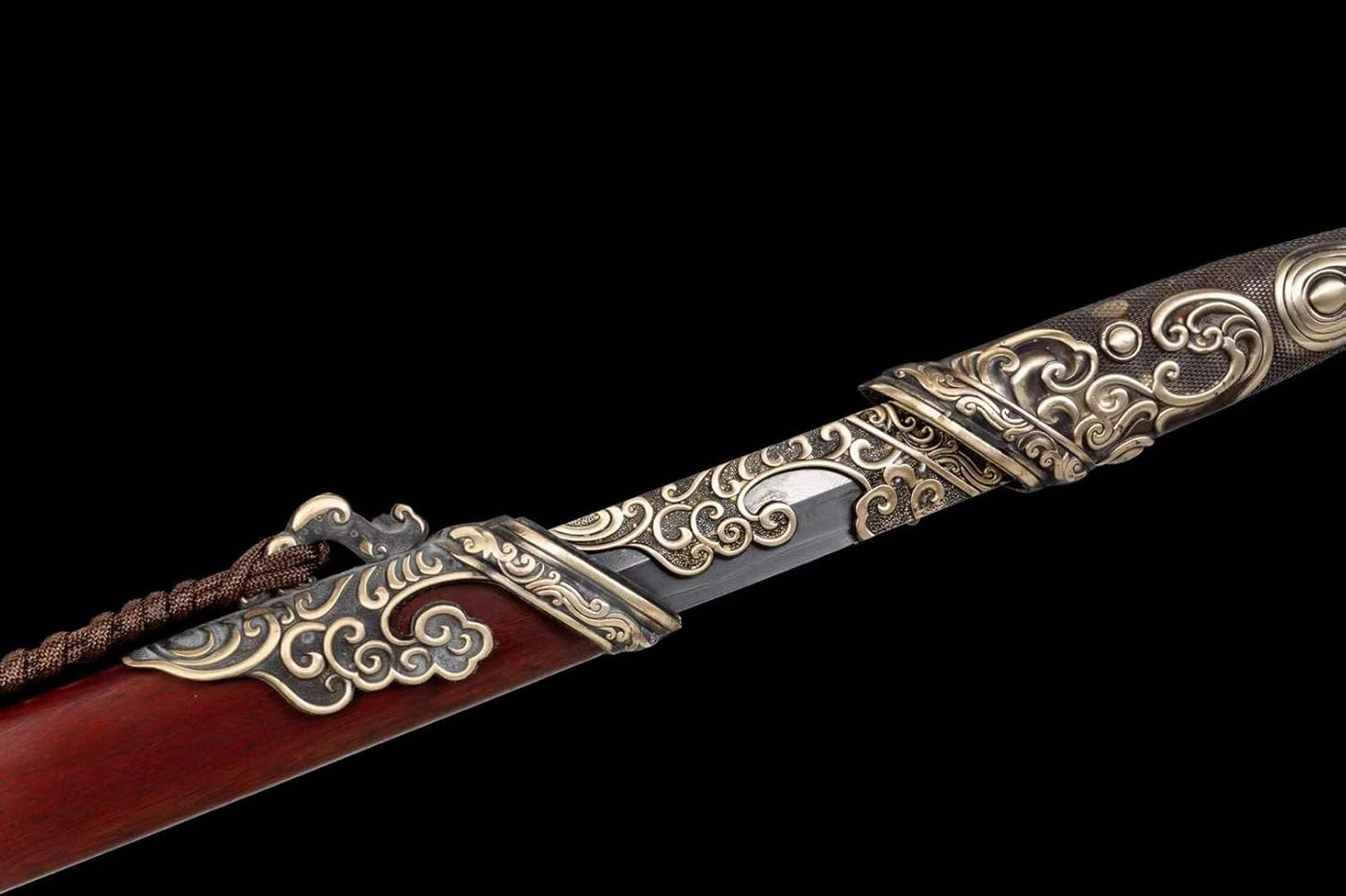 Qingyi Jian | Sanmai 1095-Core Chinese Jian, Folded Pattern Steel & Copper Fittings