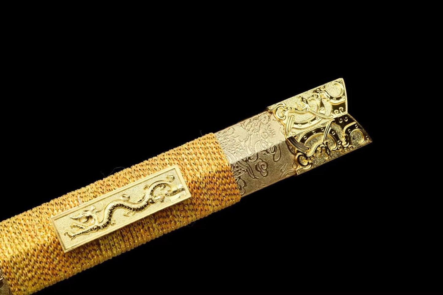 Han jian Sword-Forged High Manganese Steel Blade,Golden Appearance,Faux Leather Scabbard