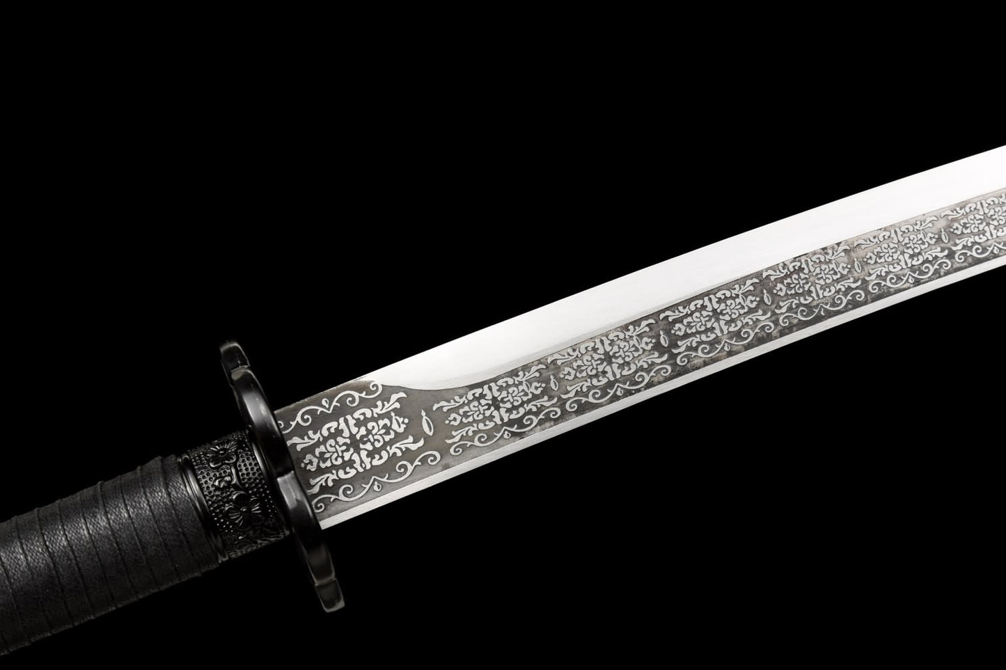 Qing dao Swords Real,Hand Forged High Carbon Steel Etched Blade,Alloy Fittings