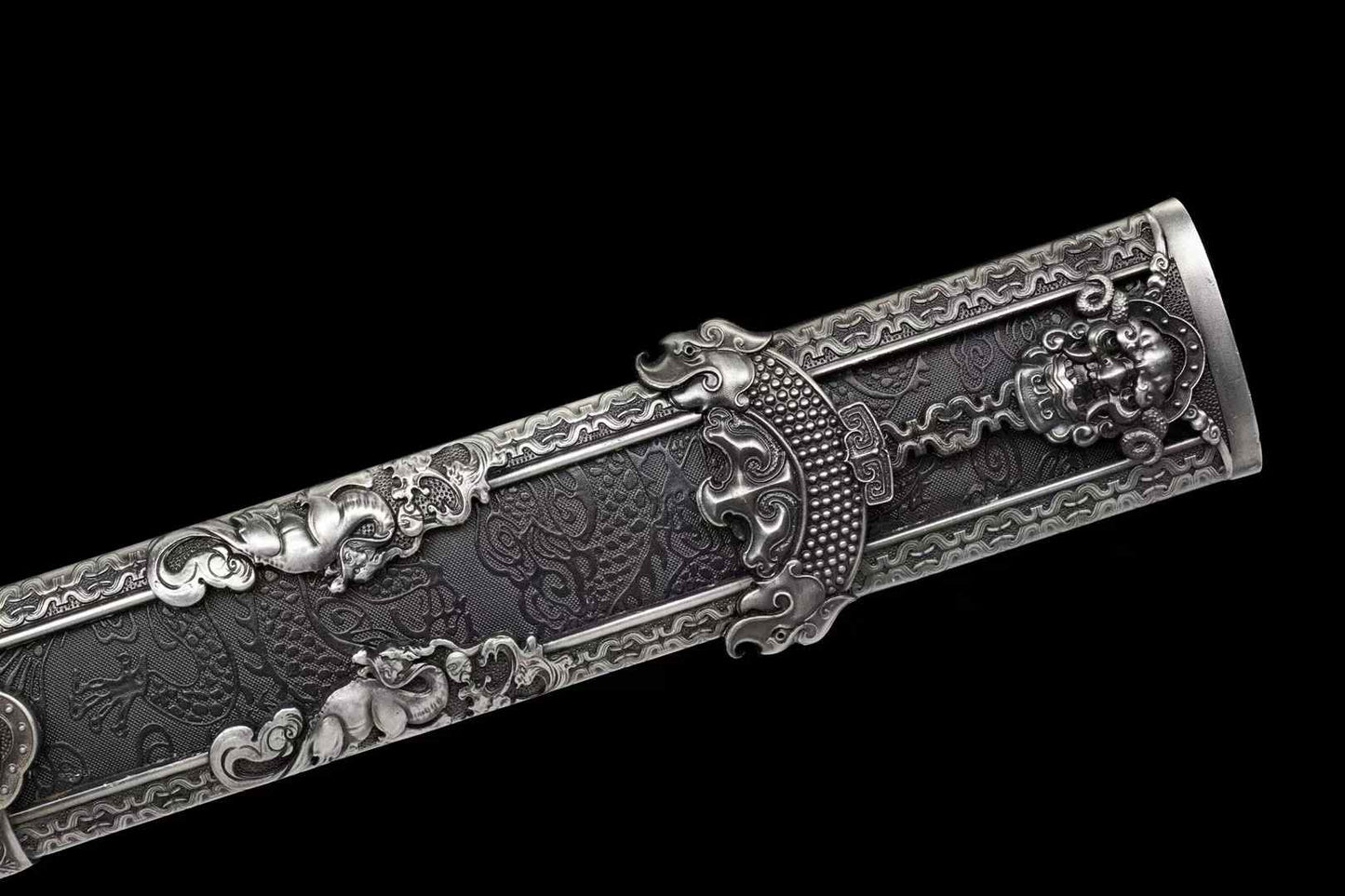 Fulong Jian | Hand-Forged High Manganese Steel Chinese Sword with Cord-Wrapped Handle & PU Leather Scabbard