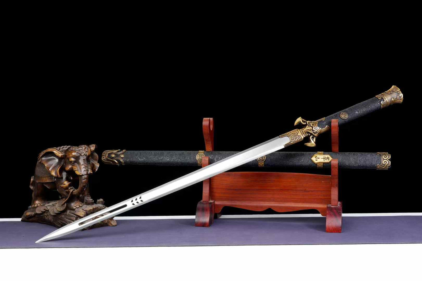 Hollow Huashan Jian – Six-Facet Chinese Straight Sword for Display & Forms