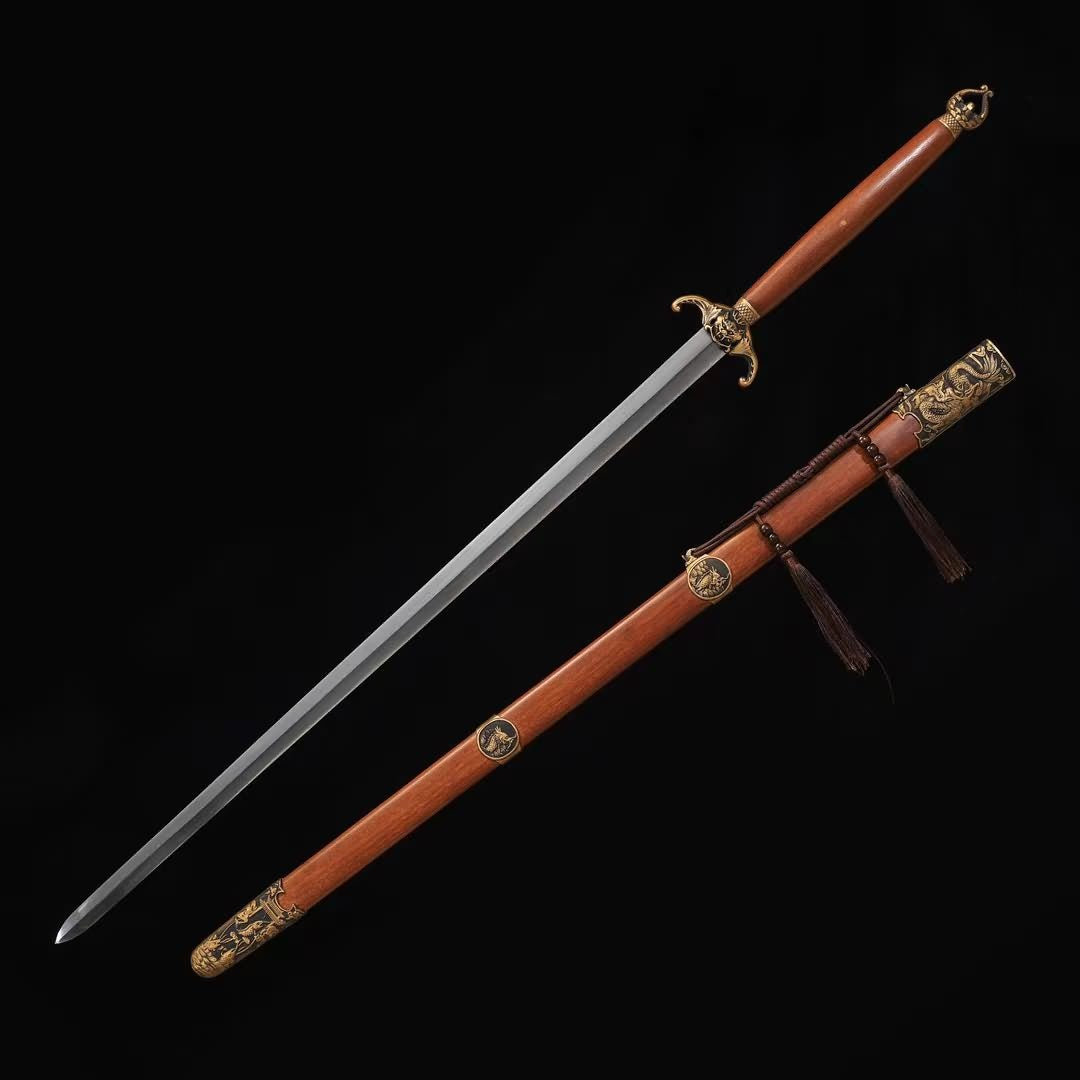 Dragon and Tiger Two-Handed Sword-Hand Forged Damascus Steel Blade,Traditional Craftsmanship