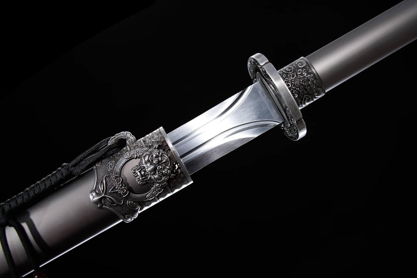 41.9″ Tang Jian Straight Sword | Longquan High-Mn Steel, Full Alloy Scabbard